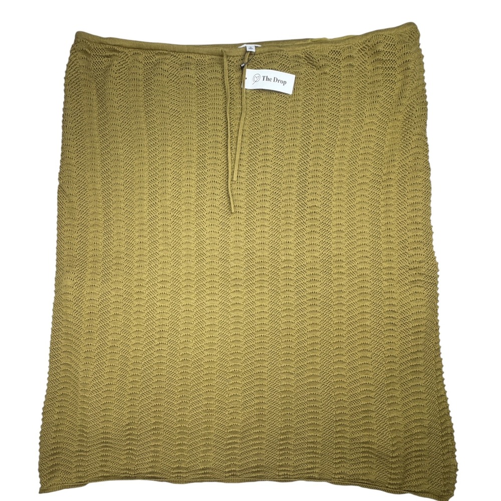 NWT The Drop Makayla Cotton Crochet Maxi Skirt Women's 5X Olive Green Lined